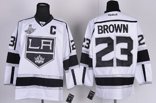 Los Angeles Kings #23 Dustin Brown 2014 Champions Patch White Jersey