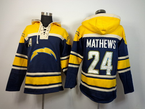 San Diego Chargers #24 Ryan Mathews 2014 Navy Blue Hoodie