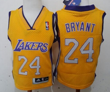 Los Angeles Lakers #24 Kobe Bryant Yellow Toddlers Jersey