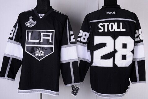 Los Angeles Kings #28 Jarret Stoll 2014 Champions Patch Black Jersey