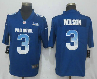 Men's Seattle Seahawks #3 Russell Wilson Navy Blue 2018 Pro Bowl Stitched NFL Nike Game Jersey