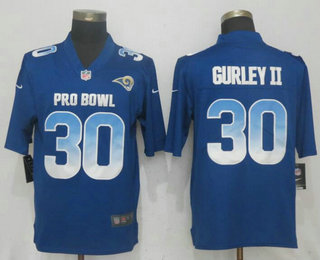 Men's Los Angeles Rams #30 Todd Gurley II Navy Blue 2018 Pro Bowl Stitched NFL Nike Game Jersey
