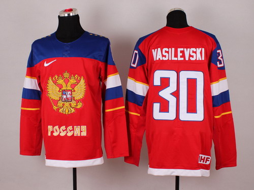 2014 Olympics Russia #30 Andrei Vasilevski Red Jersey