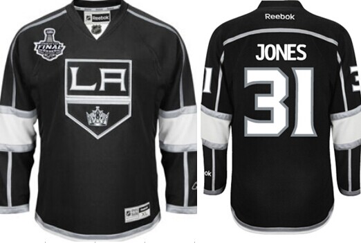 Los Angeles Kings #31 Martin Jones 2014 Champions Patch Black Jersey