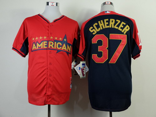 Detroit Tigers #37 Max Scherzer 2014 All-Star Red Jersey