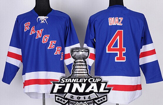 New York Rangers #4 Raphael Diaz 2014 Stanley Cup Light Blue Jersey
