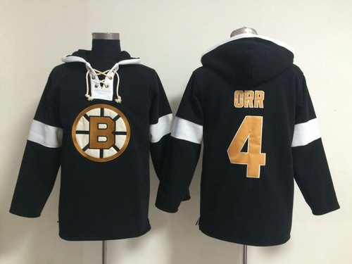 2014 Old Time Hockey Boston Bruins #4 Bobby Orr Black Hoodie