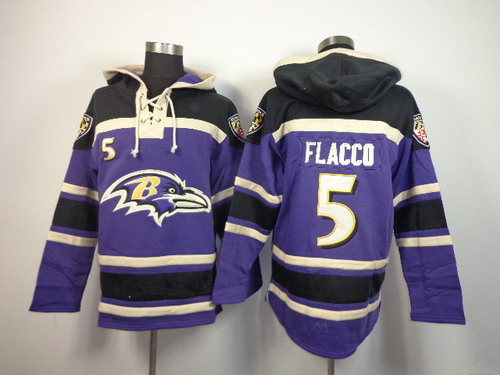 Baltimore Ravens #5 Joe Flacco 2014 Purple Hoodie