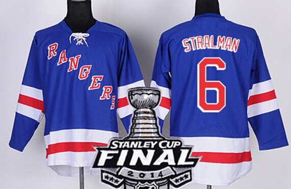 New York Rangers #6 Anton Stralman 2014 Stanley Cup Light Blue Jersey