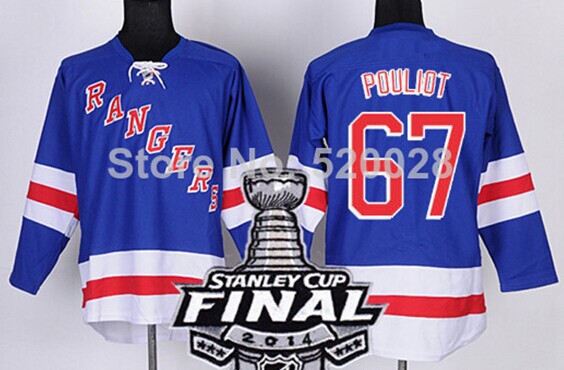 New York Rangers #67 Benoit Pouliot 2014 Stanley Cup Light Blue Jersey