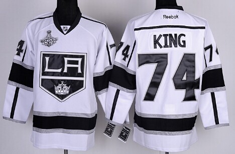 Los Angeles Kings #74 Dwight King 2014 Champions Patch White Jersey