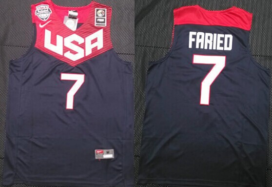 2014 FIBA Team USA #7 Kenneth Faried Revolution 30 Swingman Navy Blue Jersey