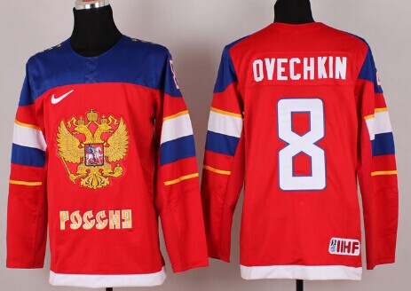 2014 Olympics Russia #8 Alex Ovechkin Red Jersey