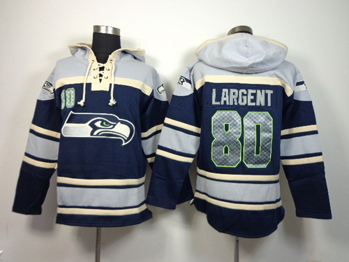 Seattle Seahawks #80 Steve Largent 2014 Navy Blue Hoodie