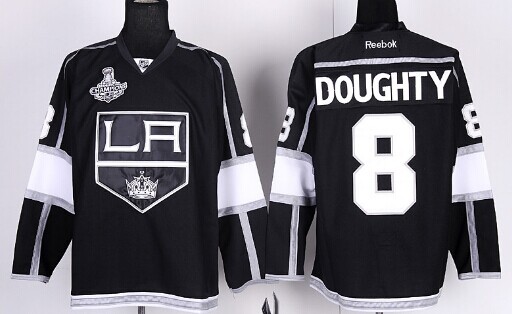 Los Angeles Kings #8 Drew Doughty 2014 Champions Patch Black Jersey
