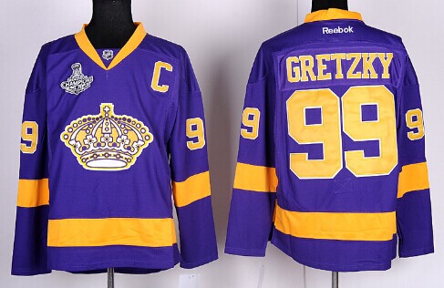 Los Angeles Kings #99 Wayne Gretzky 2014 Champions Patch Purple Jersey