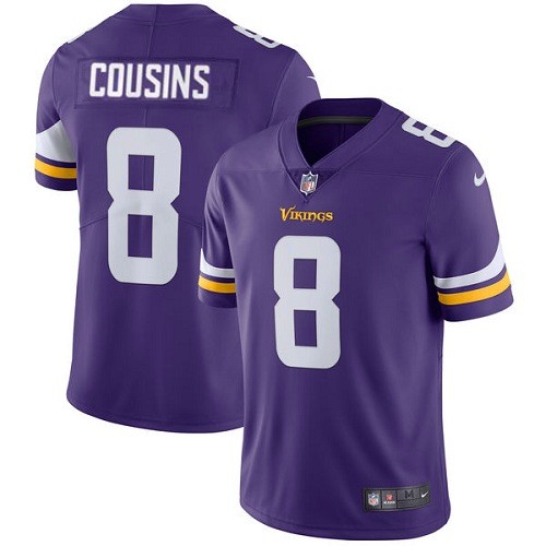 Men's Minnesota Vikings #8 Kirk Cousins Limited Purple Vapor Untouchable Jersey