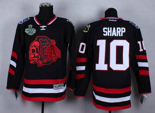 Men s Chicago Blackhawks 10 Patrick Sharp 2015 Stanley Cup 2014 Stadium Series Black With Red Skulls Jersey on sale for Cheap wholesale from China