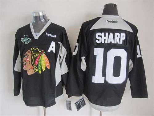 Men's Chicago Blackhawks #10 Patrick Sharp 2015 Stanley Cup 2014 Black Practice Jersey