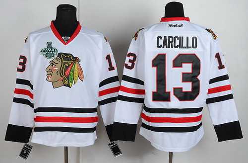 Men's Chicago Blackhawks #13 Daniel Carcillo 2015 Stanley Cup White Jersey