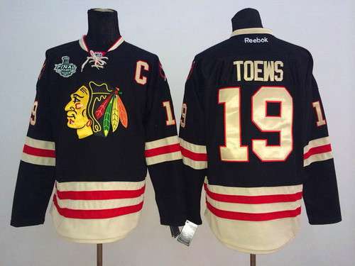 Men's Chicago Blackhawks #19 Jonathan Toews 2015 Stanley Cup 2015 Winter Classic Black Jersey