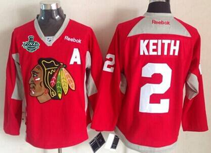 Men's Chicago Blackhawks #2 Duncan Keith 2015 Stanley Cup 2014 Red Practice Jersey