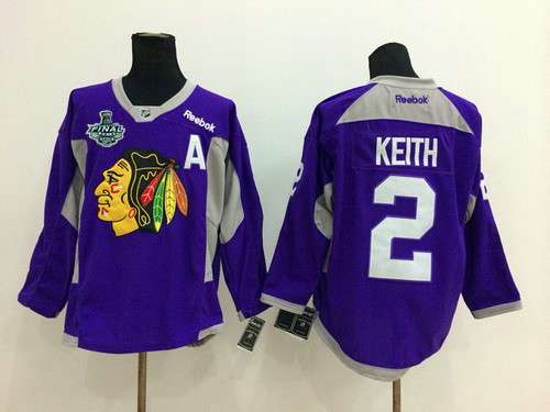 Men's Chicago Blackhawks #2 Duncan Keith 2015 Stanley Cup 2014 Purple Practice Jersey