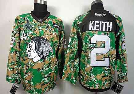 Men's Chicago Blackhawks #2 Duncan Keith 2015 Stanley Cup Digital Camo Veteran's Day Practice Jersey