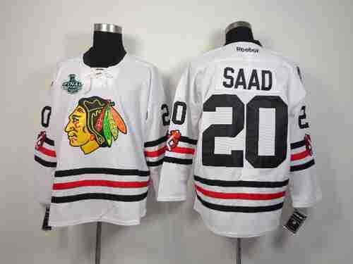 Men's Chicago Blackhawks #20 Brandon Saad 2015 Stanley Cup 2015 Winter Classic White Jersey