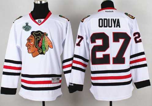 Men's Chicago Blackhawks #27 Johnny Oduya 2015 Stanley Cup White Jersey