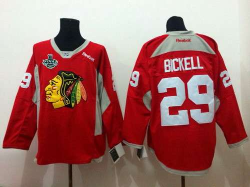 Men's Chicago Blackhawks #29 Bryan Bickell 2015 Stanley Cup 2014 Red Practice Jersey