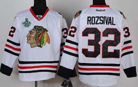Men's Chicago Blackhawks #32 Michal Rozsival 2015 Stanley Cup White Jersey