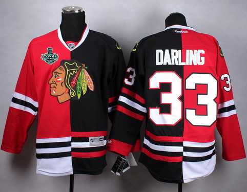 Men's Chicago Blackhawks #33 Scott Darling 2015 Stanley Cup Red&Black Two Tone Jersey