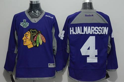 Men's Chicago Blackhawks #4 Niklas Hjalmarsson 2015 Stanley Cup 2014 Purple Practice Jersey