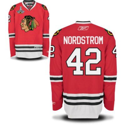 Men's Chicago Blackhawks #42 Joakim Nordstrom Home Red Jersey W/2015 Stanley Cup Champion Patch