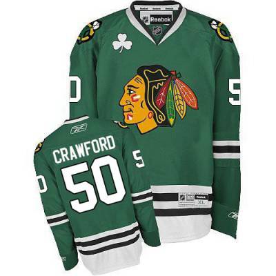 Men's Chicago Blackhawks #50 Corey Crawford Green Jersey W/2015 Stanley Cup Champion Patch 