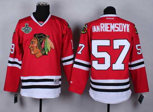 Men's Chicago Blackhawks #57 Trevor van Riemsdyk 2015 Stanley Cup 2014 Red Jersey