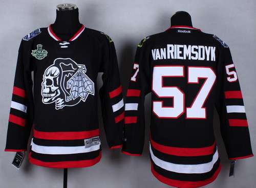 Men's Chicago Blackhawks #57 Trevor van Riemsdyk 2015 Stanley Cup 2014 Stadium Series Black With Black Skulls Jersey