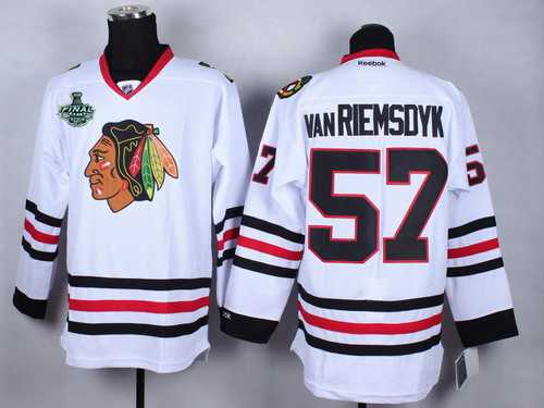 Men's Chicago Blackhawks #57 Trevor van Riemsdyk 2015 Stanley Cup 2014 White Jersey