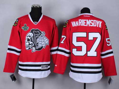 Men's Chicago Blackhawks #57 Trevor van Riemsdyk 2015 Stanley Cup Red With Black Skulls Jersey