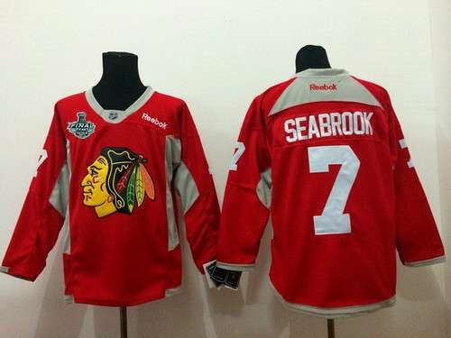 Men's Chicago Blackhawks #7 Brent Seabrook 2015 Stanley Cup 2014 Red Practice Jersey