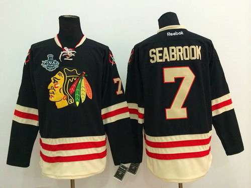 Men's Chicago Blackhawks #7 Brent Seabrook 2015 Stanley Cup 2015 Winter Classic Black Jersey