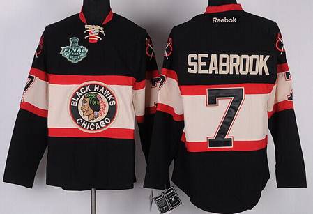 Men's Chicago Blackhawks #7 Brent Seabrook 2015 Stanley Cup Black Third Jersey