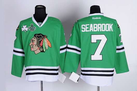 Men's Chicago Blackhawks #7 Brent Seabrook 2015 Stanley Cup Green Jersey