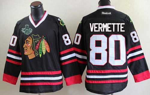Men's Chicago Blackhawks #80 Antoine Vermette 2015 Stanley Cup Black Jersey