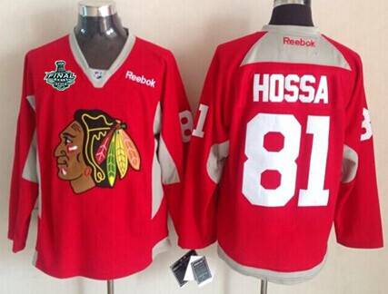 Men's Chicago Blackhawks #81 Marian Hossa 2015 Stanley Cup 2014 Red Practice Jersey