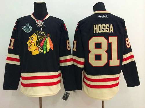 Men's Chicago Blackhawks #81 Marian Hossa 2015 Stanley Cup 2015 Winter Classic Black Jersey