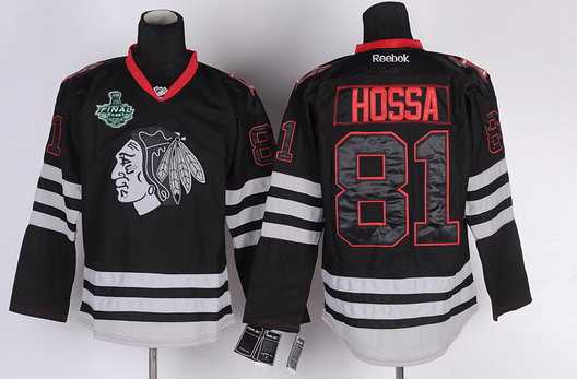 Men's Chicago Blackhawks #81 Marian Hossa 2015 Stanley Cup Black Ice Jersey