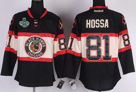 Men's Chicago Blackhawks #81 Marian Hossa 2015 Stanley Cup Black Third Jersey