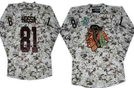 Men's Chicago Blackhawks #81 Marian Hossa 2015 Stanley Cup White Camo Jersey